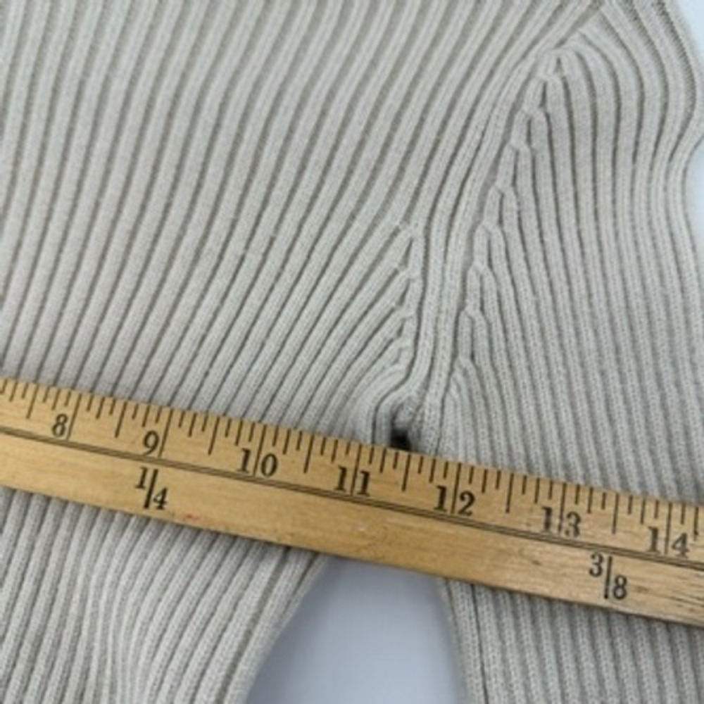 Zara Ribbed Knit Long Sleeve Top Crew Neck Slim‎ Fit Beige Womens Small - Picture 5 of 6